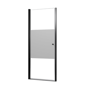 Luca Varess Kuresa douche draaideur 85 x 200 cm helder glas met matte strook mat zwart profiel