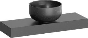 Balmani Nova wastafeltablet 60 x 20 cm Graniet zwart met Bowl waskom in verzoete graniet