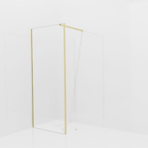 Balmani Modular inloopdouche met vaste zijwand: 90 x 200 cm, Helder glas met coating, Brushed Champagne Gold profielen