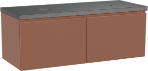 Balmani Sfera zwevend badmeubel 135 x 55 cm cotto met Rock dubbel wastafelblad in zwart graniet