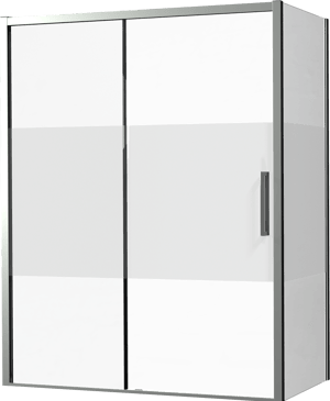 Luca Varess Senses douchehoek met linkse schuifdeur en vaste zijwand 160 x 90 cm Helder glas met matte strook glanzend chroom profiel