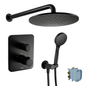 Blaufoss Smartbox Softline Thermostat-Armatur Unterputz Regendusche-System Schwarz Matt
