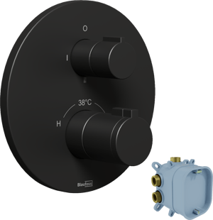 Blaufoss Smartbox Round thermostatische inbouw douchekraan 2 functies mat zwart incl. inbouwelement