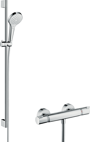 Hansgrohe Croma Select S barre de douche avec douchette 11cm 3 fonctions de jet chrome brillant