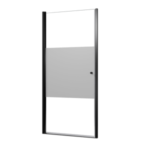 Luca Varess Kuresa douche draaideur 95 x 200 cm helder glas met matte strook mat zwart profiel