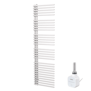Vipera Nevada enkele handdoekradiator 50 x 180 cm elektrische verwarming mat wit middenaansluiting 800W, weerstand inbegrepen