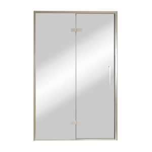 Balmani Senses Design Dusche Drehtür, Links, 140 cm x 210 cm, Reflex-Spiegelglas, Profil Brushed CoolMetal