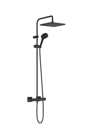 Hansgrohe Vernis Shape colonne de douche de pluie robinet thermostatique Noir Mat