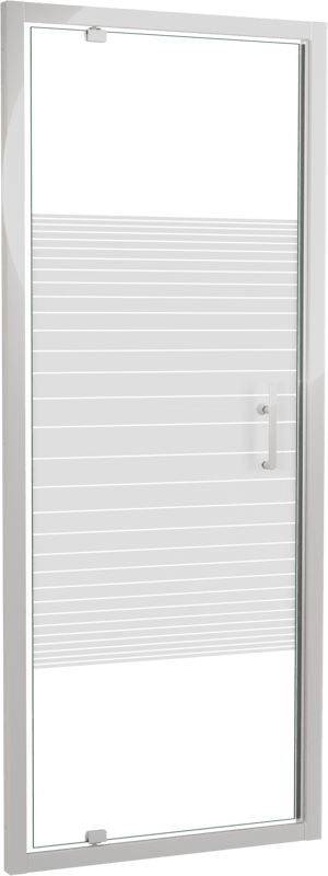 SanyOne Anton porte pivotante 80 cm x 190 cm verre Rayé profil blanc brillant
