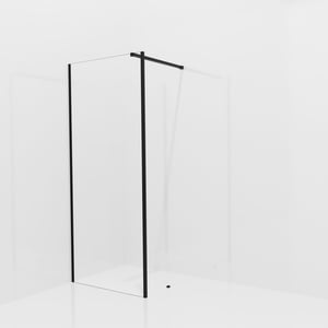 Balmani Modular inloopdouche met vaste zijwand: 90 x 200 cm, Helder glas met coating, Mat zwarte profielen