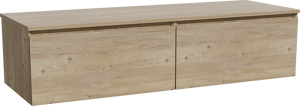Storke Edge meuble salle de bains suspendu 150 x 52 cm chêne brut avec Panton tablette simple ou double en mélaminé chêne brut
