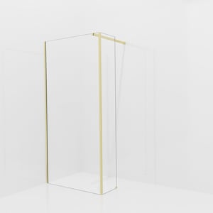 Balmani Modular inloopdouche met vaste zijwand: 100 x 200 cm, Helder glas, Brushed Champagne Gold profielen