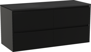Storke Seda meuble salle de bains suspendu 130 x 52 cm noir mat avec Panton tablette simple ou double en mdf enduit de poudre noir mat