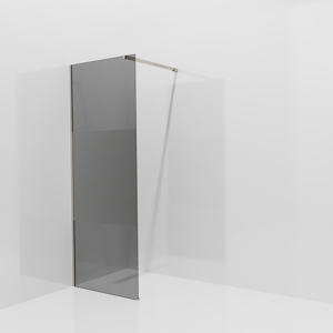 Balmani Modular douche à l'italienne: 80 x 200 cm, Verre fumé avec bande mate, Profil Brushed CoolMetal