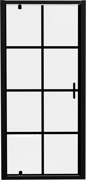 Luca Varess Vidor Duschtür: Drehtür, 90 x 190 cm, Square Glas, Schwarzes Profil, matt