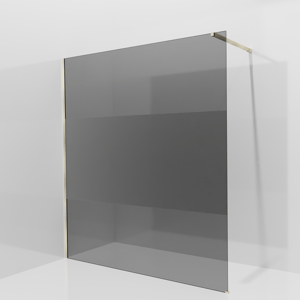 Balmani Modular inloopdouche: 180 x 200 cm, Rookglas met matte strook, Brushed Champagne Gold profielen