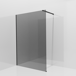 Balmani Modular douche à l'italienne: 140 x 200 cm, Verre fumé, avec coating, Profil Noir mat