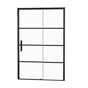 Balmani Senses Design Dusche Schiebetür, Rechts, 120 cm x 210 cm, Lined Glas, Profil Schwarz