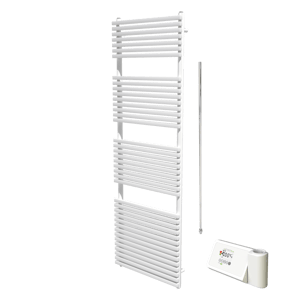 Vipera Vesuvio sèche-serviettes Simple 60 x 180 cm chauffage électrique blanc mat raccordement latéral et central possible 1.173W, résistance incluse