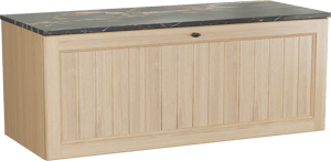 Balmani Lemon zwevend badkamermeubel 135 x 55 cm, fineer natuur eik met Stretto enkel of dubbel tablet in portoro gold