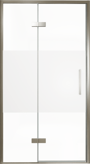 Balmani Senses Design douche draaideur links 120 cm x 210 cm Helder glas met matte strook, Brushed GunMetal profielen, met coating