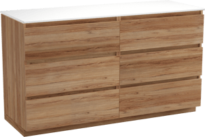 Balmani Lucida staand badmeubel 150 x 55 cm teakhout met Stretto enkel of dubbel wastafelblad in solid surface mat wit