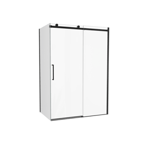 Luca Varess Boltano douchehoek met schuifdeur en vaste zijwand, 120 x 90 cm, helder glas, zwarte profielen