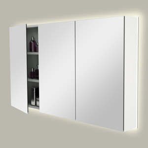 Storke Reflecta Spiegelschrank, 130 x 75 cm, weiß matt, mit Spiegelbeleuchtung