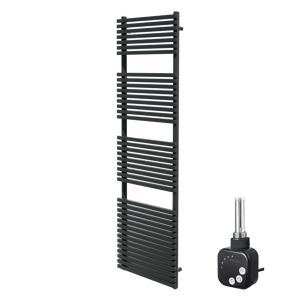 Vipera Vesuvio sèche-serviettes Simple 50 x 180 cm chauffage électrique noir mat raccordement latéral et central possible 982W, résistance incluse