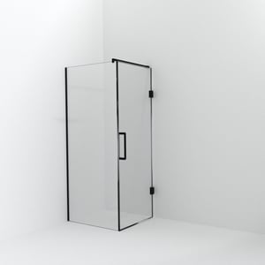 Balmani Modular douche à l'italienne avec porte: 90 x 200 cm avec porte 80 cm, Verre transparent avec coating, Profil Noir mat