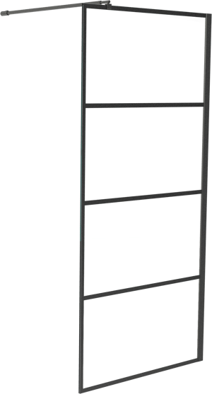 Linie Walk-In douche à l'italienne 100 x 200 cm verre stripes profil noir mat