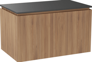 Balmani Eclips meuble salle de bains suspendu 90 x 55 cm Teck avec Stretto tablette simple en Granit noir
