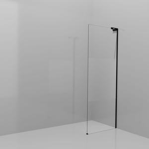 Balmani Modular inloopdouche: 80 x 200 cm, Helder glas met matte strook, Mat zwarte profielen met L-Shape