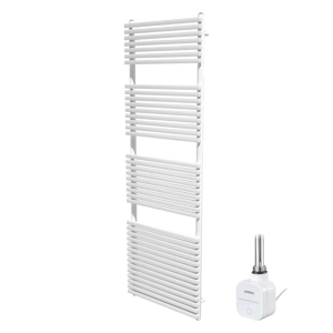 Vipera Vesuvio sèche-serviettes Simple 60 x 180 cm chauffage électrique blanc mat raccordement latéral et central possible 1173W, résistance incluse