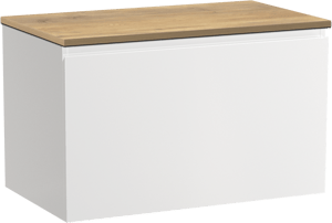 Linie Lado zwevend badkamermeubel 80 x 46 cm glanzend wit met Lado enkel tablet in melamine natuur eik