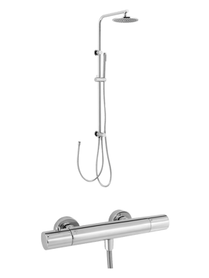 Blaufoss Orion Duschsystem: inkl. Thermostat-Duscharmatur, Chrom glänzend