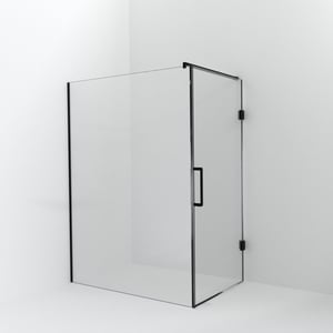 Balmani Modular douche à l'italienne avec porte: 150 x 200 cm avec porte 100 cm, Verre transparent, Profil Noir mat