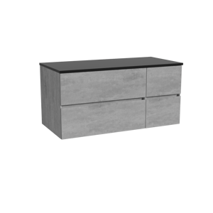 Storke Edge meuble salle de bains suspendu 110 x 52 cm béton gris foncé avec Panton tablette simple en mdf enduit de poudre noir mat