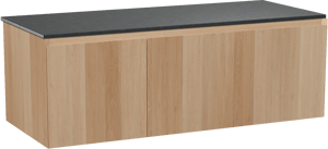 Balmani Idra meuble salle de bains suspendu 135 x 55 cm chêne naturel avec Stretto tablette simple ou double en granit noir