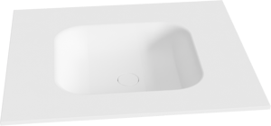 Balmani Tablo Arcato enkel wastafelblad mat witte solid surface 75 x 55 cm, afvoerplug inbegrepen