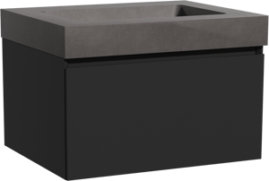 Storke Edge hängendes Möbelstück Set: 65 x 52 cm, Schwarz matt, mit Scuro High Einzelwaschtisch, Quarz Schwarz matt