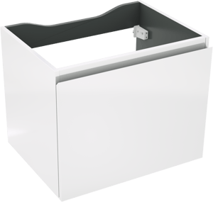 Linie Lado hängender Waschbeckenunterschrank: 60 x 46 cm, Weiß Glänzend, 1 Schublade