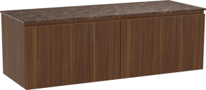 Balmani Sfera zwevend badmeubel 150 x 55 cm amerikaans notenhout met Stretto enkel of dubbel wastafelblad in marmer dark emperador