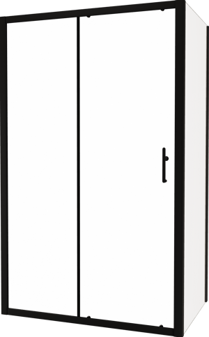 Linie Cadiz douchehoek met schuifdeur en vaste zijwand, 120 x 90 cm, helder glas, zwarte profielen
