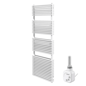 Vipera Vesuvio Doppel Handtuchheizkörper 60 x 180 cm Elektrische Heizung Weiß matt Seiten- und Mittelanschluss 1500W, inkl. Widerstand