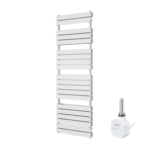 Vipera Vulcan dubbele handdoekradiator 60 x 183,5 cm elektrische verwarming glanzend wit zij- en middenaansluiting 1486W, weerstand inbegrepen