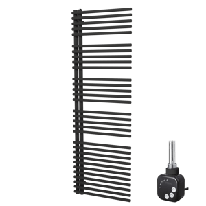 Vipera Nevada Einzel Handtuchheizkörper 60 x 180 cm Elektrische Heizung Schwarz matt Mittelanschluss 800W, inkl. Widerstand 