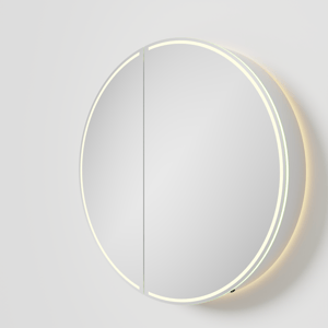 Balmani Mara Spiegelschrank Rund Ø 90 cm Weiβ matt, mit Spiegelbeleuchtung und Anti-Beschlag Spiegelheizung