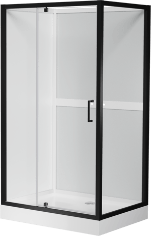 Luca Varess Talan cabine de douche avec portes pivotantes 90 x 120 cm verre transparent profil noir mat