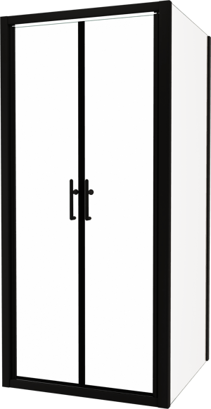 Linie Cadiz douchehoek met pendeldeur en vaste zijwand, 90 x 80 cm, helder glas, zwarte profielen